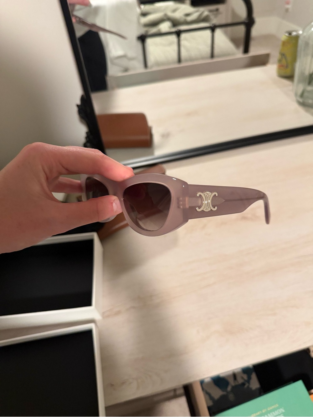 Celine Mauve Cat-Eye Sunglasses with Brown Case - Picture 8 of 12
